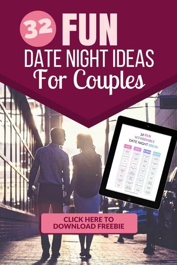 Fun date night ideas for married couples. Plus a printable bonus list of date night ideas.